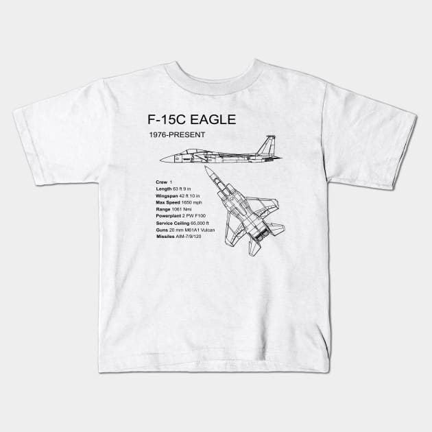 F-15 Eagle Kids T-Shirt by Dirty Custard Designs 